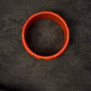 Vibrant Red and Gold Women's Bangle Bracelet